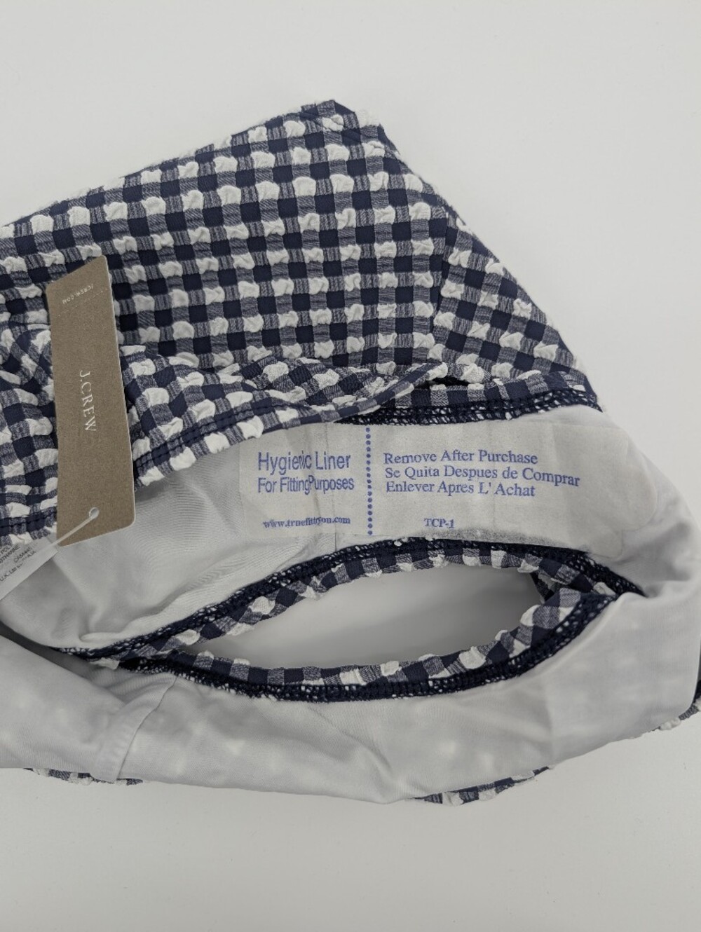 J Crew High-waist bikini bottom in gingham H7611 Size S NWT Navy And White - Picture 4 of 5